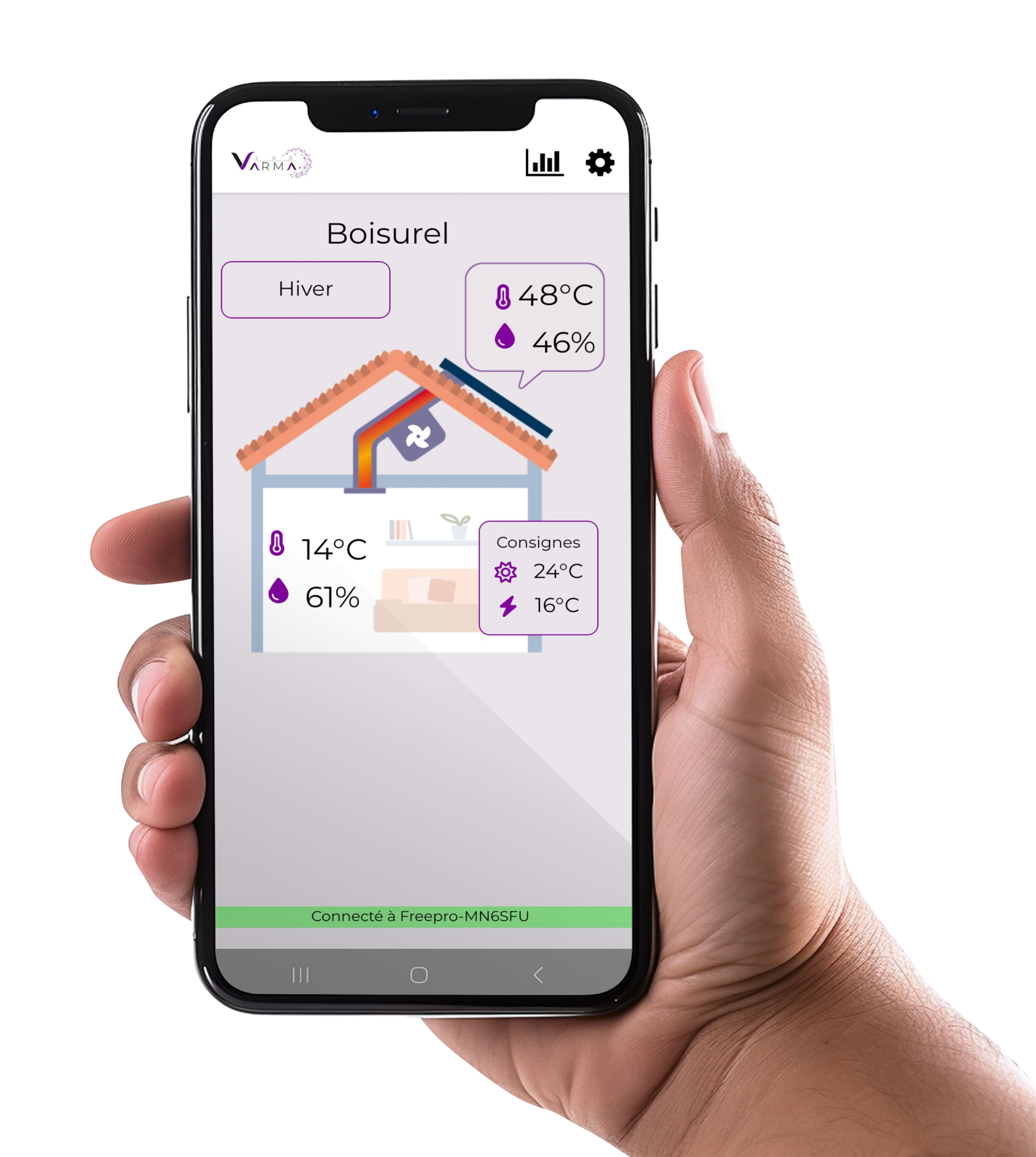 Vue de l'application de chauffage solaire Neo sol'air